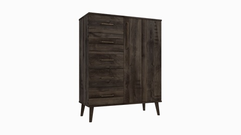 Oakleigh Dark 5 Drawer Chest w/ Hanging Storage